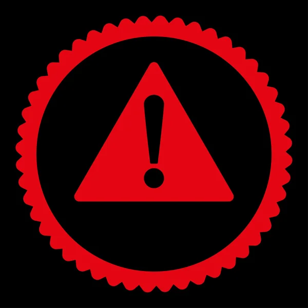 Advertencia plana de color rojo icono de sello redondo — Vector de stock