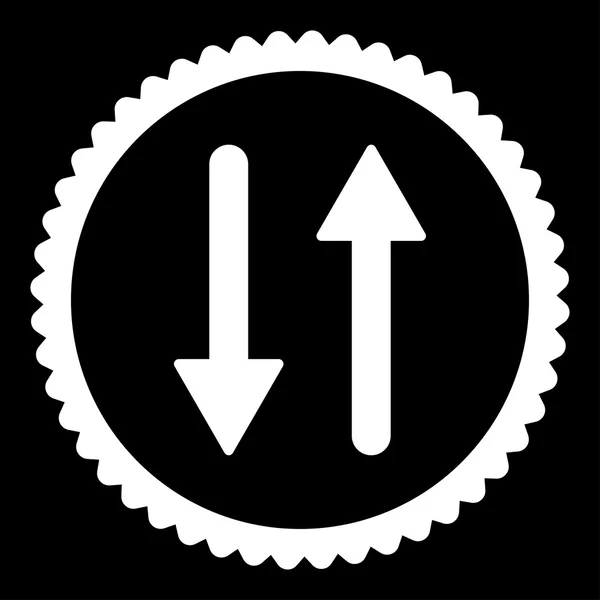 Frecce Exchange Verticale piatta colore bianco rotondo timbro icona — Vettoriale Stock