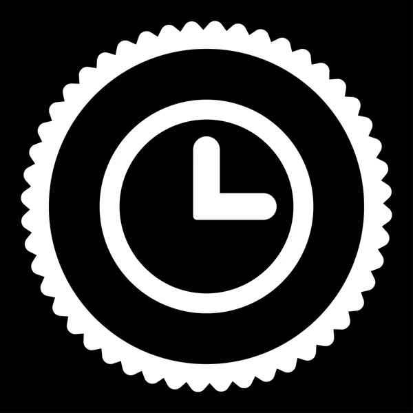 Reloj plano de color blanco redondo icono de sello — Archivo Imágenes Vectoriales