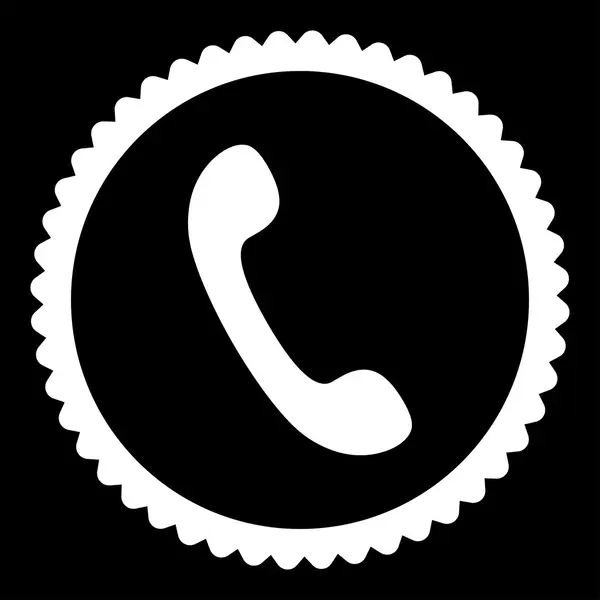 Telefon düz beyaz renk yuvarlak damga simgesi — Stok Vektör