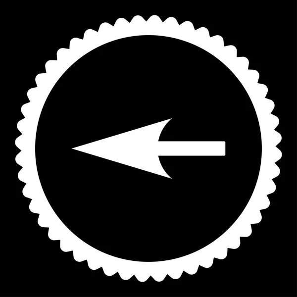 Skarpa vänsterpil platt vit färg rund stämpel ikonen — Stock vektor
