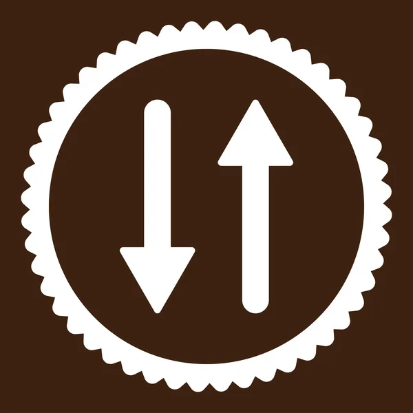 Flechas Intercambio Vertical plana de color blanco redondo icono de sello — Archivo Imágenes Vectoriales