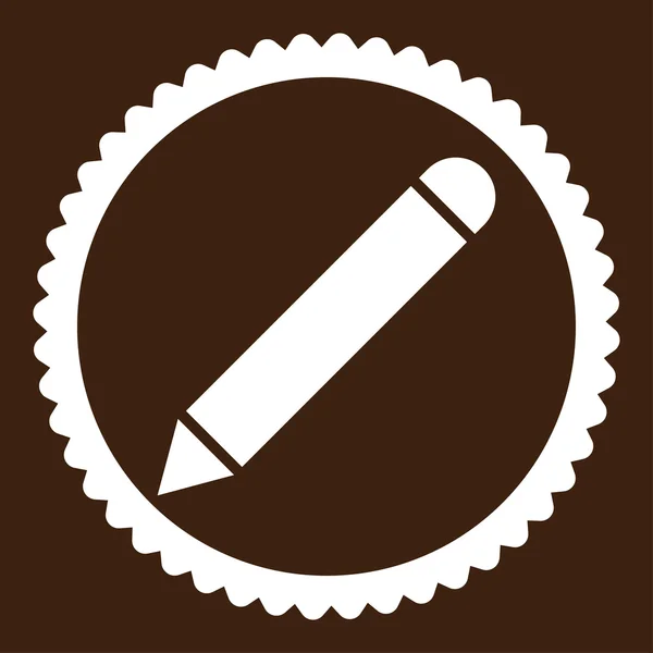 Pencil flat white color round stamp icon — Stock Vector