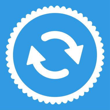 Yenileme düz beyaz renk yuvarlak damga simgesi