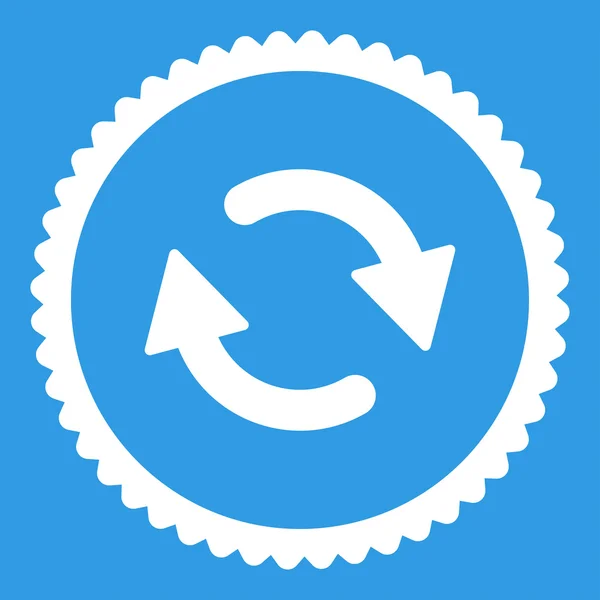 Lapos fehér színű, kerek bélyegző ikon frissítése — Stock Vector