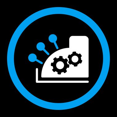 Cash register flat blue and white colors rounded vector icon