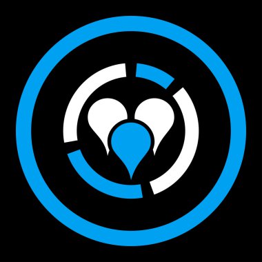 Geo diagram flat blue and white colors rounded vector icon