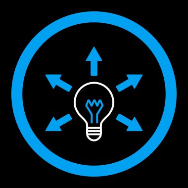 Idea flat blue and white colors rounded vector icon