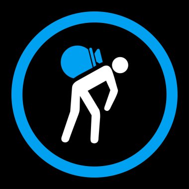 Porter flat blue and white colors rounded vector icon