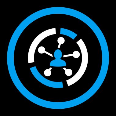 Relations diagram flat blue and white colors rounded vector icon