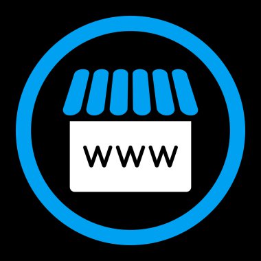 Webstore flat blue and white colors rounded vector icon