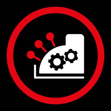 Cash register flat red and white colors rounded vector icon