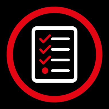 Checklist flat red and white colors rounded vector icon