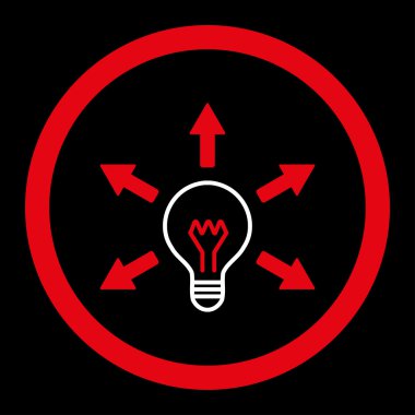 Idea flat red and white colors rounded vector icon