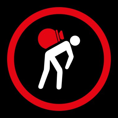 Porter flat red and white colors rounded vector icon