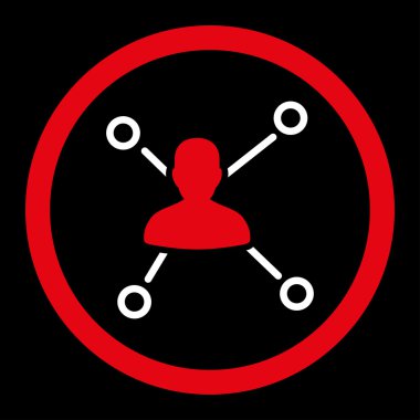 Relations flat red and white colors rounded vector icon