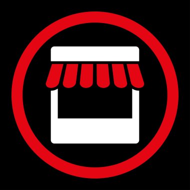 Store flat red and white colors rounded vector icon