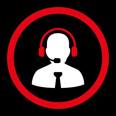 Support chat flat red and white colors rounded vector icon