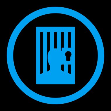 Prison flat blue color rounded vector icon