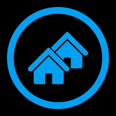 Realty flat blue color rounded vector icon