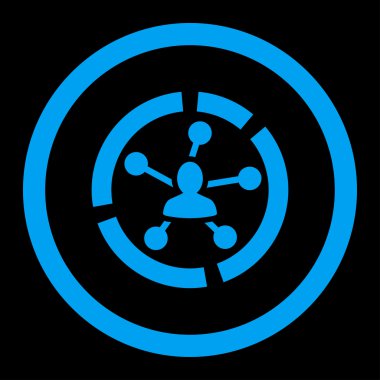 Relations diagram flat blue color rounded vector icon