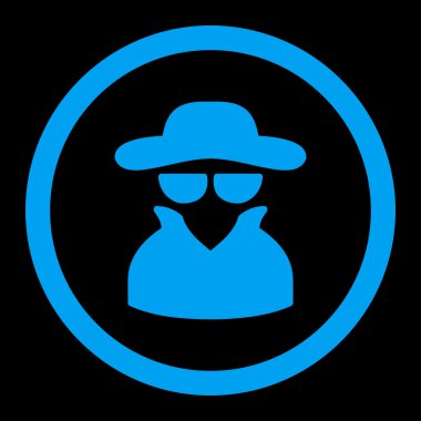 Spy flat blue color rounded vector icon