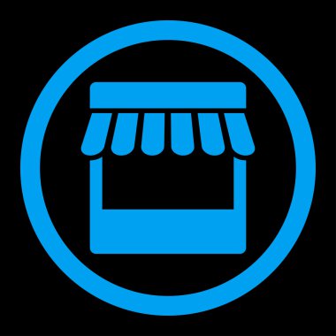 Store flat blue color rounded vector icon