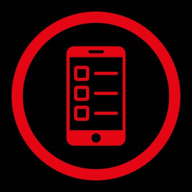 Mobile test flat red color rounded vector icon