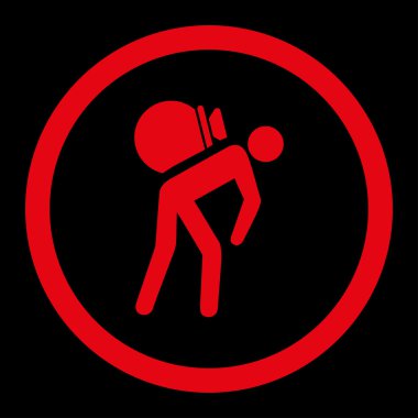 Porter düz kırmızı renkli yuvarlak vektör simgesi