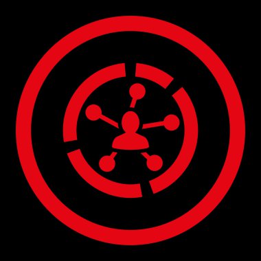 Relations diagram flat red color rounded vector icon