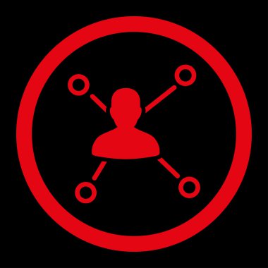 Relations flat red color rounded vector icon