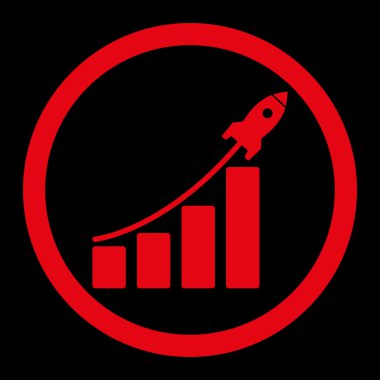Startup sales flat red color rounded vector icon