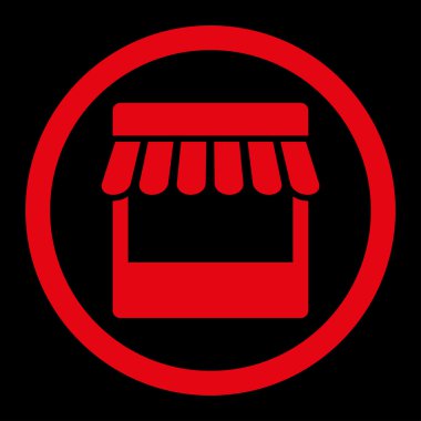 Store flat red color rounded vector icon