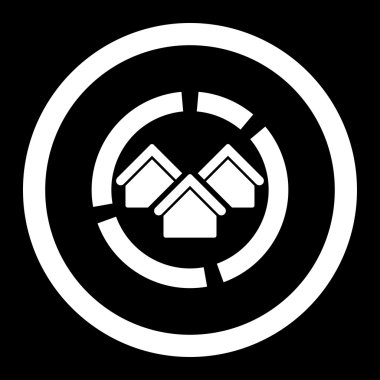 Realty diyagramı düz beyaz renk yuvarlak vektör simgesi