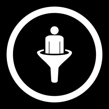 Satış Huni düz beyaz yuvarlak renkli vektör simgesi