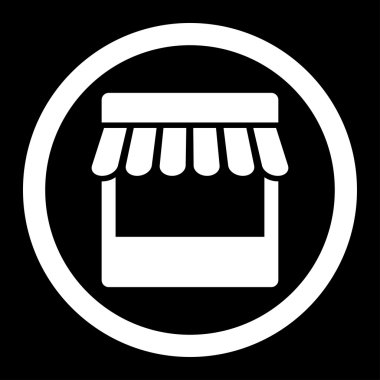 Düz beyaz renkli yuvarlak vektör simge depolamak