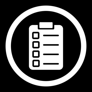 Test görev düz beyaz renk yuvarlak vektör simgesi