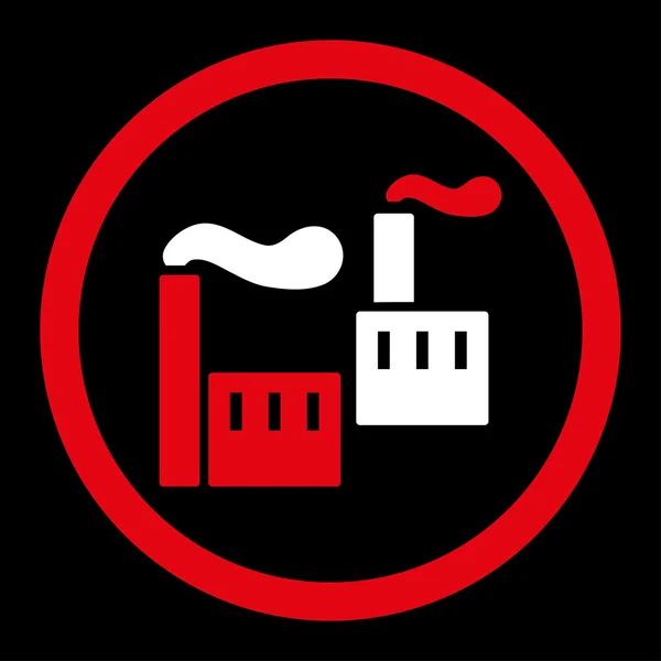 Industry flat red and white colors rounded vector icon — 图库矢量图片