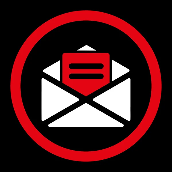 Abrir correo plano rojo y blanco colores redondeados vector icono — Archivo Imágenes Vectoriales