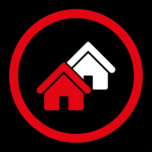 Realty plano rojo y blanco colores redondeados icono de vector — Archivo Imágenes Vectoriales