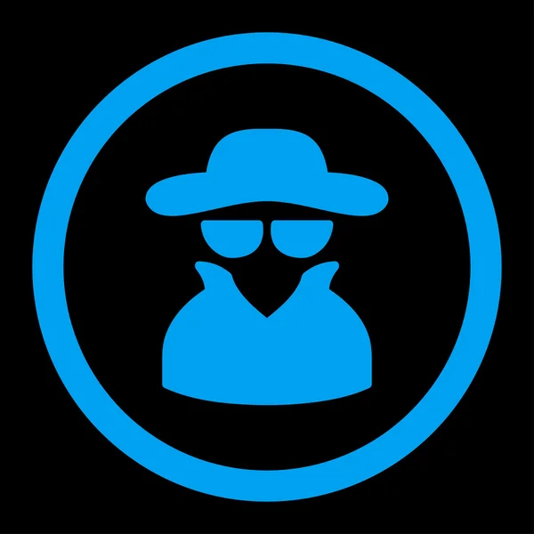 Spy flat blue color rounded vector icon — Stock vektor