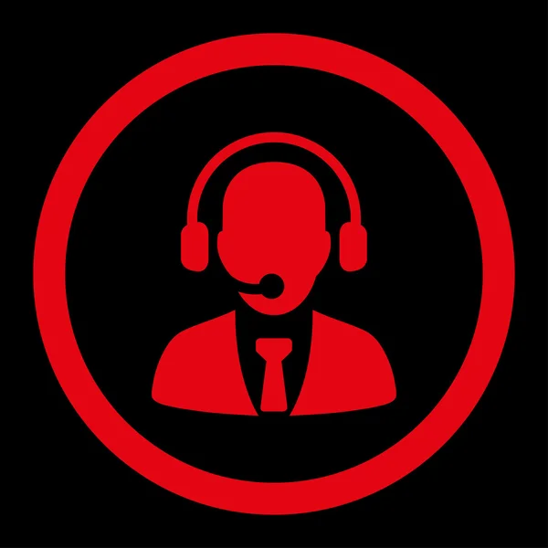 Call center plano de color rojo redondeado icono de vector — Archivo Imágenes Vectoriales