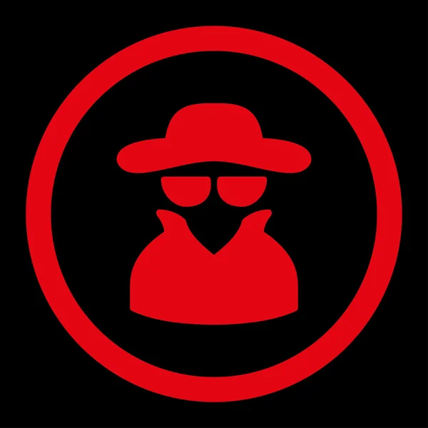 Spy flat red color rounded vector icon — ストックベクタ