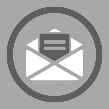 Glif simgesini açık posta düz koyu gri ve beyaz renkler yuvarlak