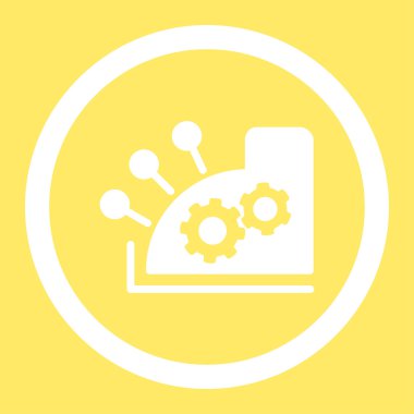 Yazar kasa düz beyaz renk yuvarlak glif simgesi