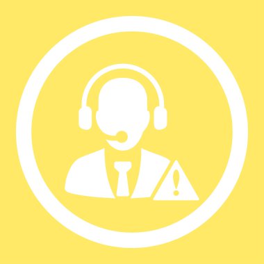 Acil servis düz beyaz renk yuvarlak glif simgesi