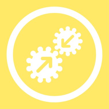 Entegrasyon düz beyaz renk yuvarlak glif simgesi