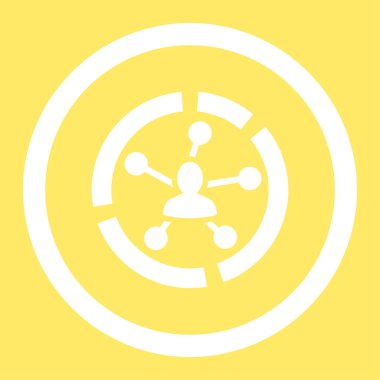 İlişkiler diyagramı düz beyaz renk yuvarlak glif simgesi