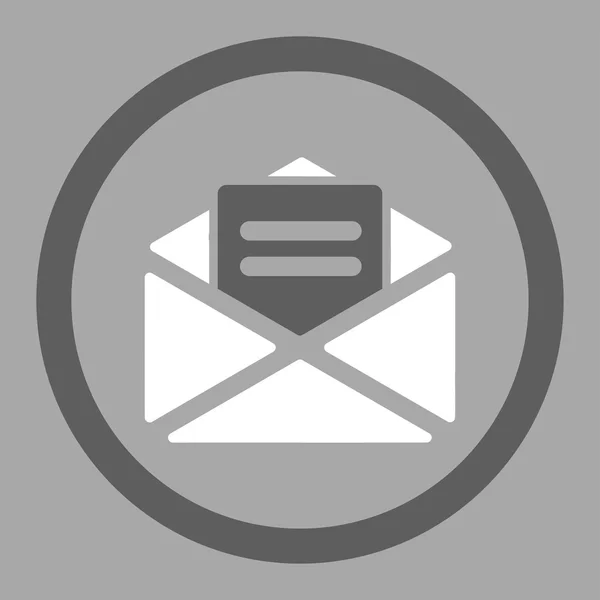 Öppna e-post platta mörk grå och vita färger rundade glyph ikonen — Stockfoto