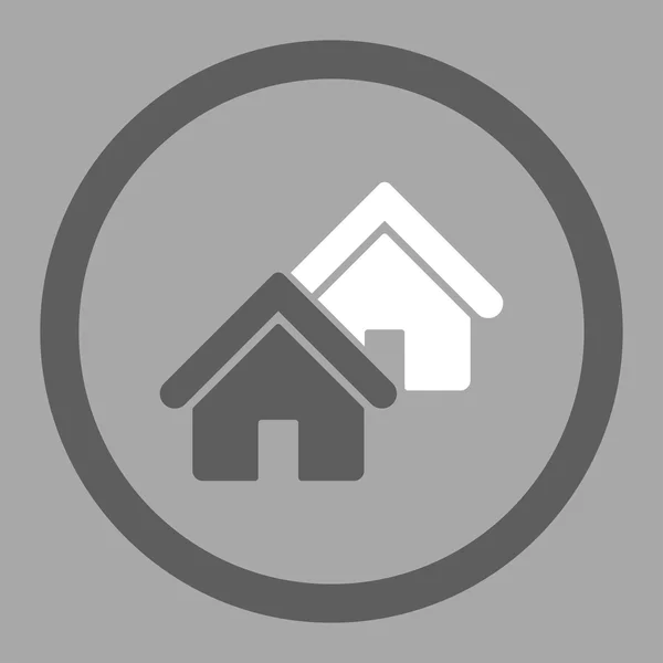 Immobilien flache dunkelgraue und weiße Farben abgerundetes Glyphen-Symbol — Stockfoto